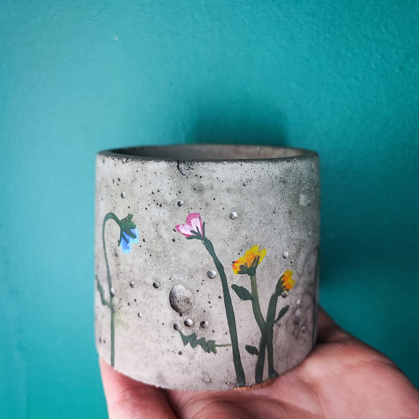 Handpainted Mini Concrete Pots